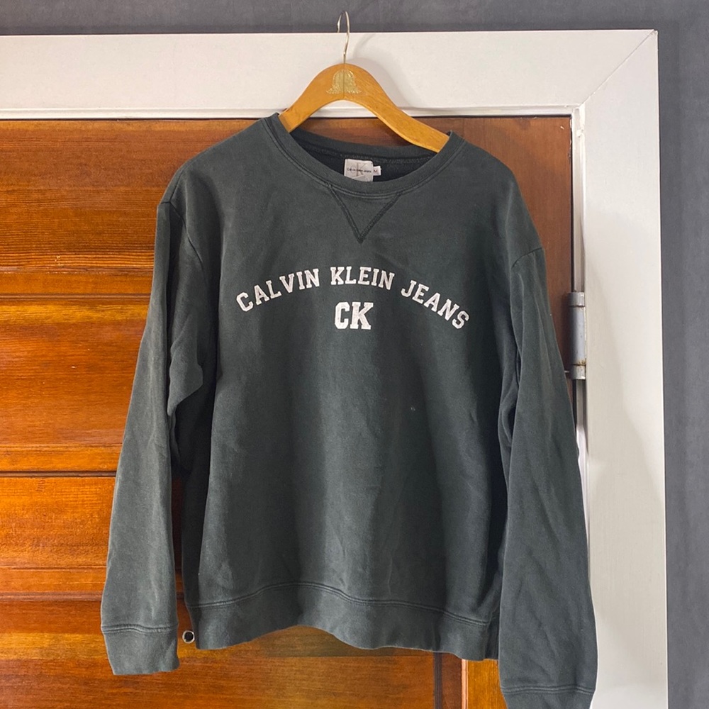 Vintage Calvin Klein Green variety Crewneck Sweatshirt Sz M Spellout Preppy